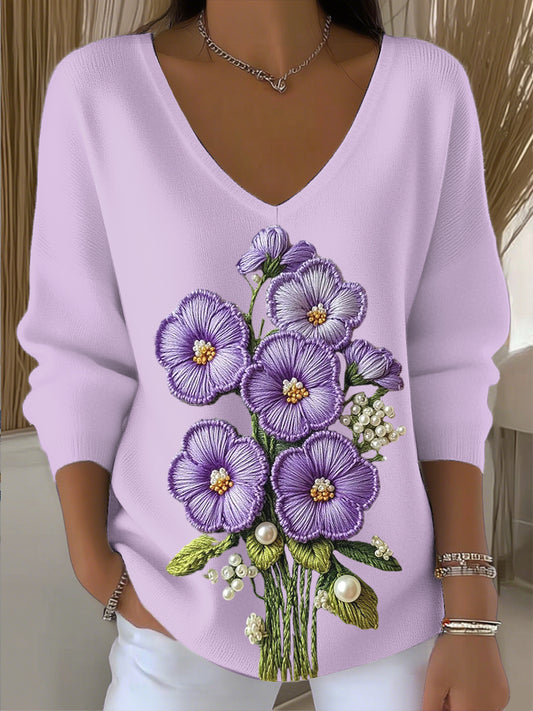 Dámské romantické květinové v-neck top