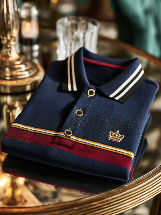 Classic royal stripe business short-sleeve polo shirt