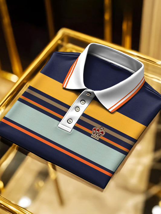 Pánové pruhované patchwork classic business s krátkými rukávy
