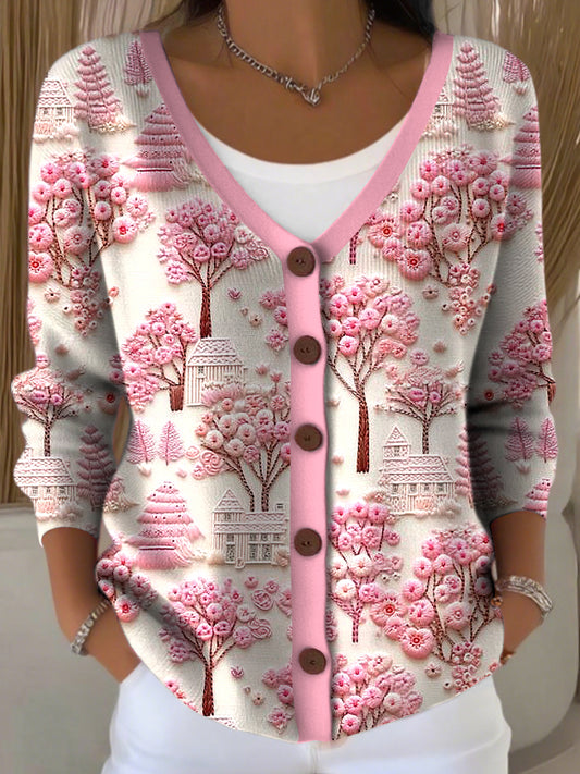 Dámské "wear pink in october" v-neck pletené vesty