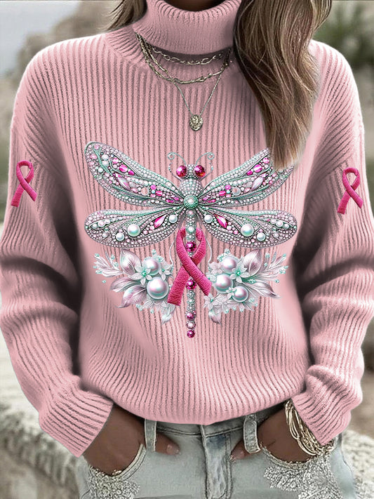 Dámské růžové vodní koně rhinestone roletý svetr