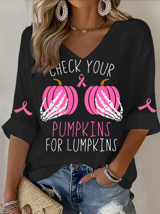 Dámské halloween rakoviny prsu prevence styl černé neformální v krku s dlouhým rukávem