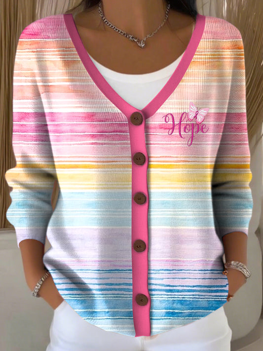 Dámské "wear pink in october" v-neck pletené vesty