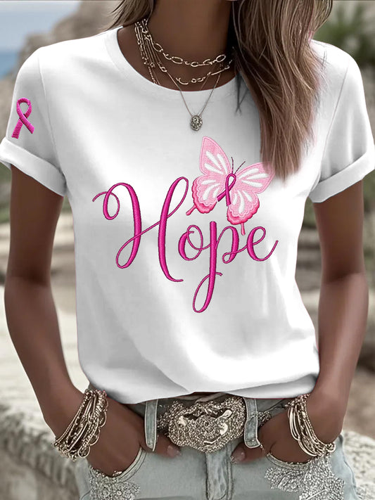 Ženy vintage růžová stuha příležitostné t-shirt
