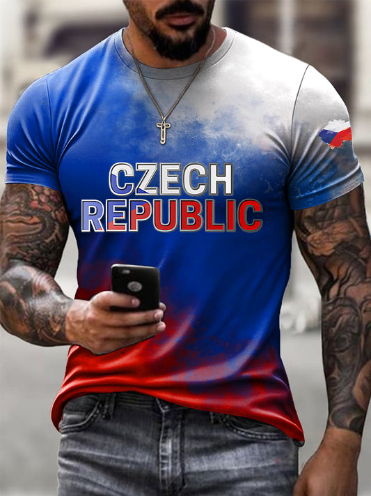 Men's republic flag art print casual t-shirt