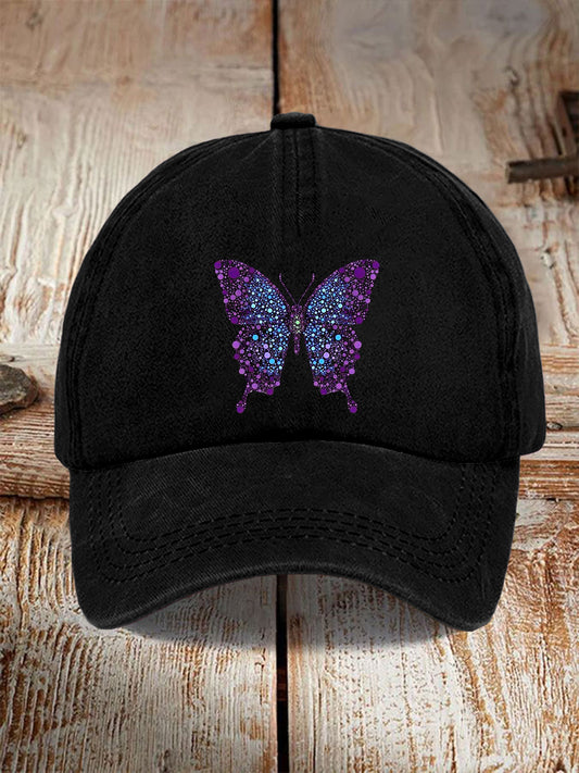 Women european trendy black cap featuring glittering rhinestone butterfly design perfect for chic daily outfits