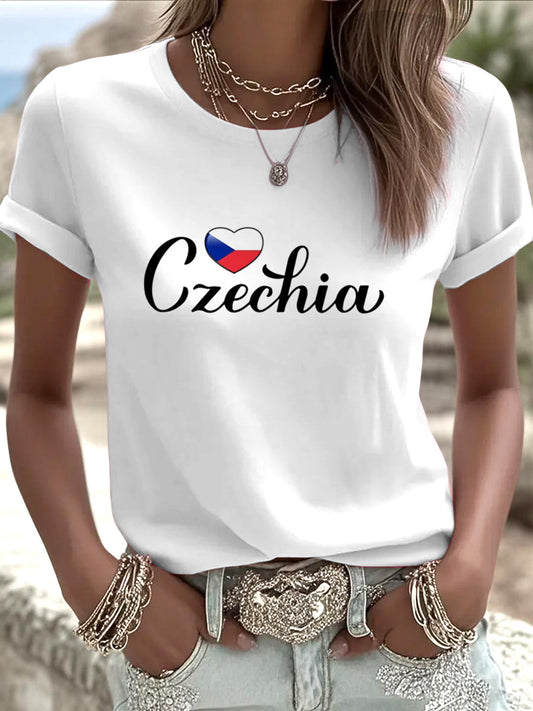 Dámské bílé české srdeční tričko