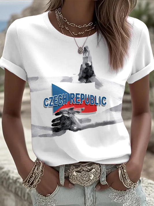 Dámské bílé české vlajky kreativní tričko