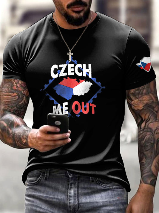 Men black czech me out tshirt