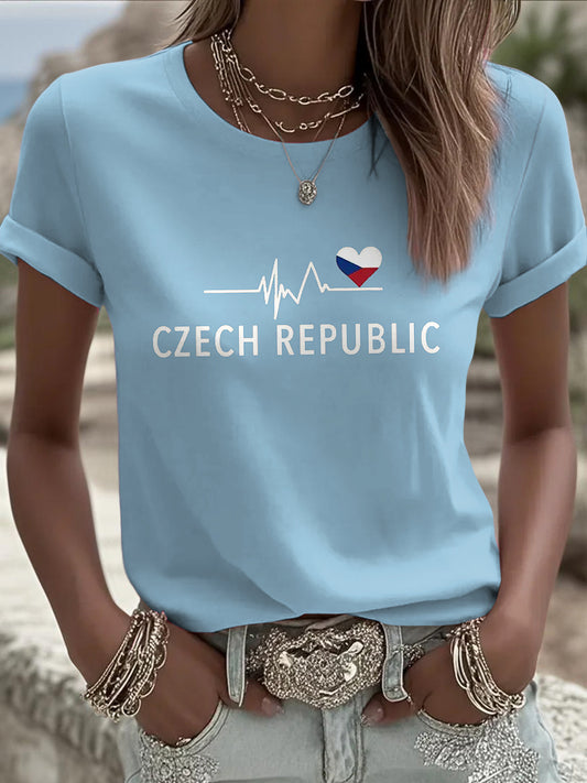 Dámské vintage vlajka srdce neformální tshirt