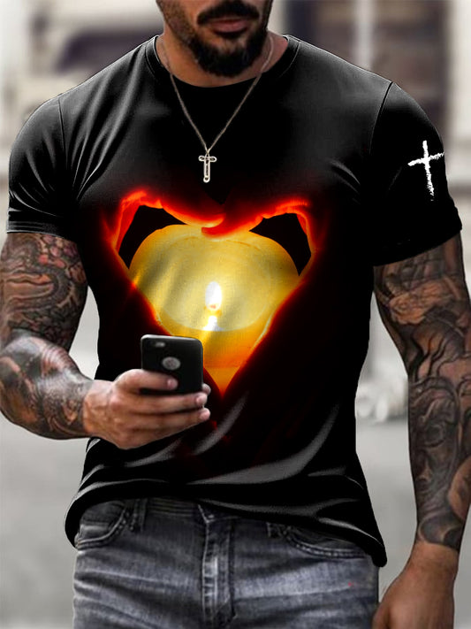 Men all souls day memorial candle art casual tshirt