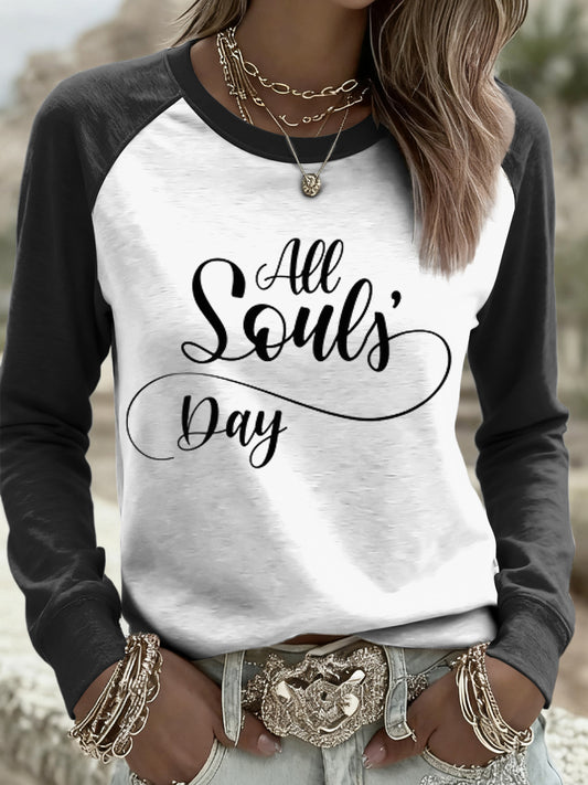 Women all souls day casual pullover s dlouhým rukávem