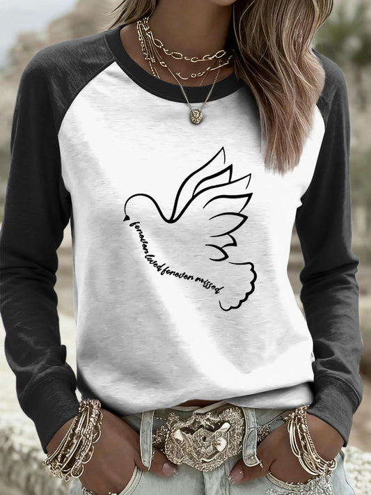 Women all souls day white dove casual pullover s dlouhým rukávem