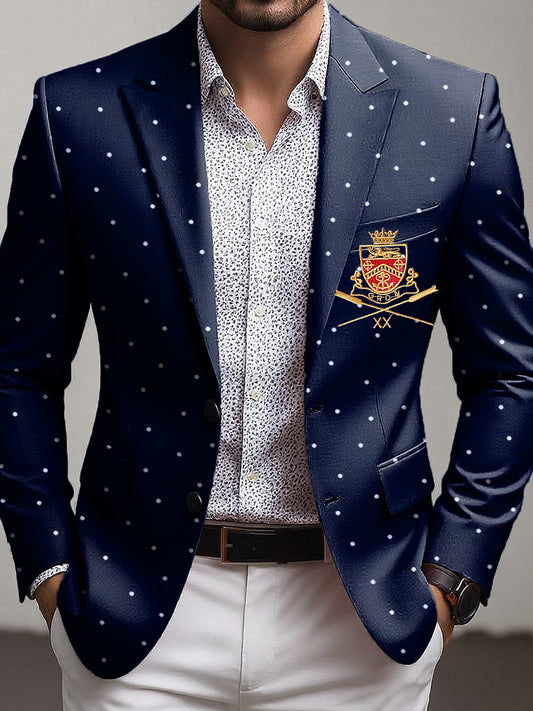 Men's classic polka dot business casual blazer