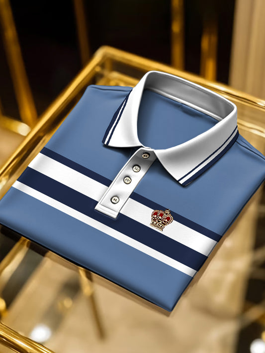 Mužská šedomodrá business casual polo shirt