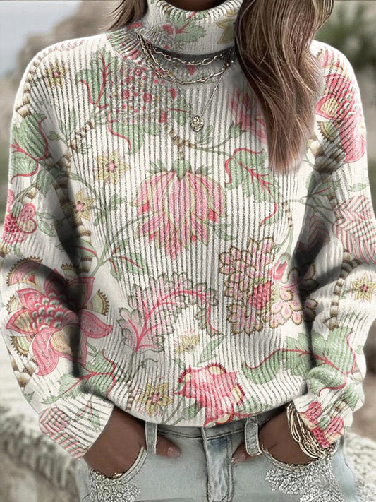 Dámské téměř bílé květinové kolečko jumper