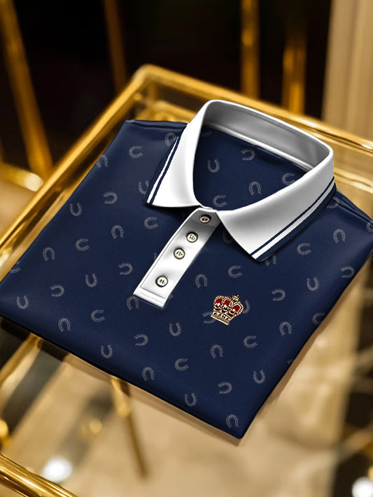 Men navy blue magnetic business polo shirt