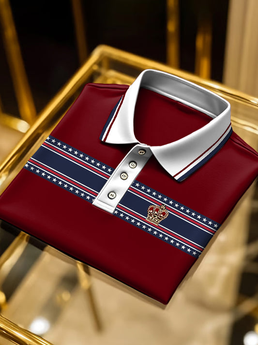 Pánské vintage hvězdné pruhované polo košile
