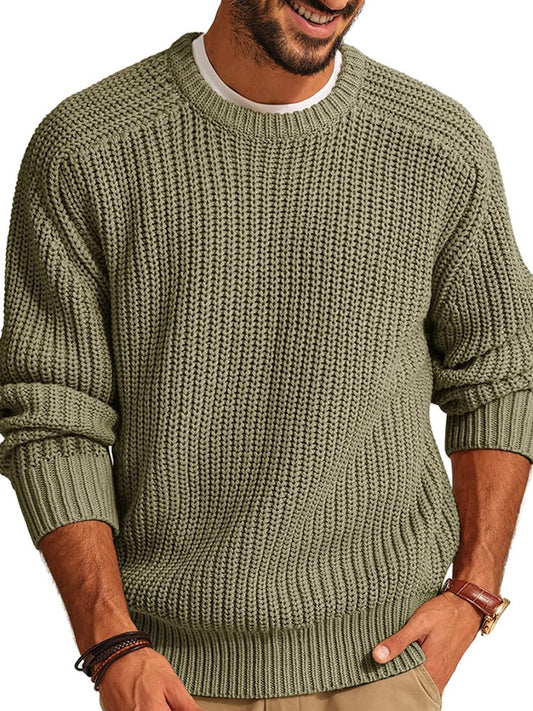 Pánské vintage styl relaxedfit crewneck svetr