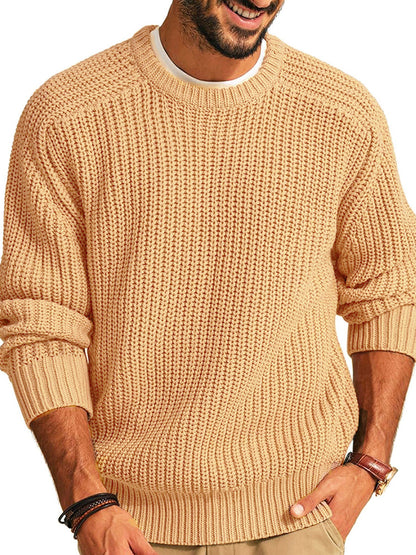 Pánské vintage styl relaxedfit crewneck svetr