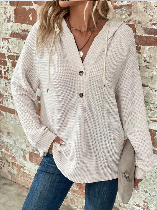 Dámské vintageinspirované casual vneck hoodie