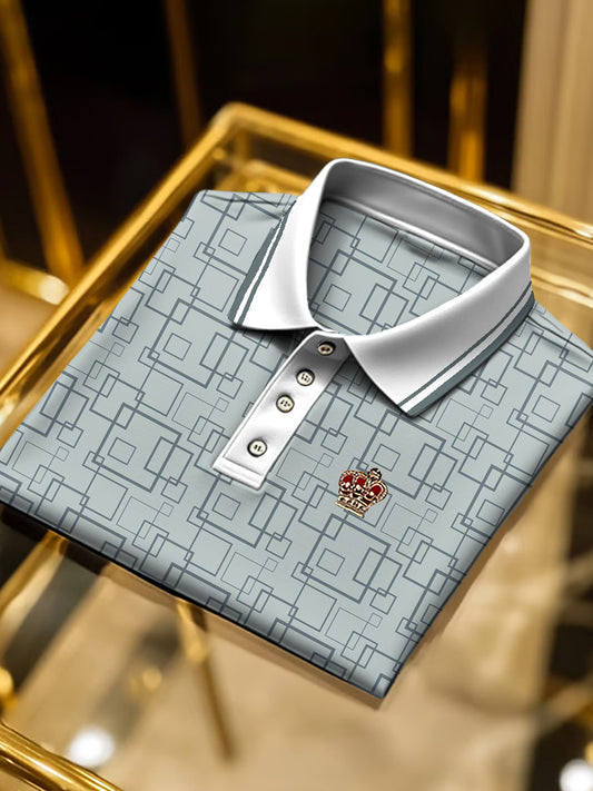 Pánské šedézelené vintage polo košile