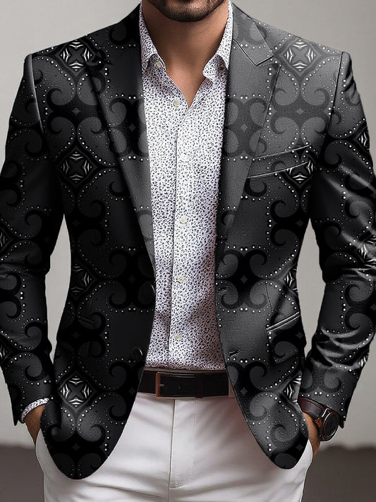 Pánské vintage geometrický vzor business casual blazer