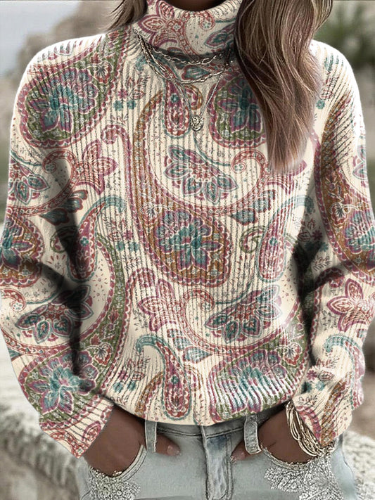 Dámské světlobarevné paisley kolečko jumper