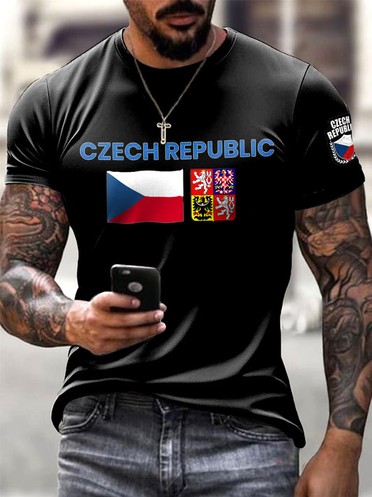 Pánské logo české vlajky minimalistická trička