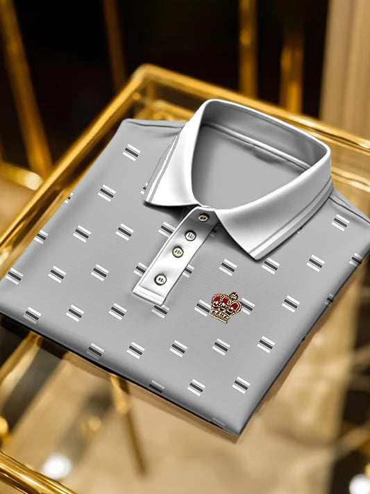Pánské světlé šedé minimalistické business polo košile