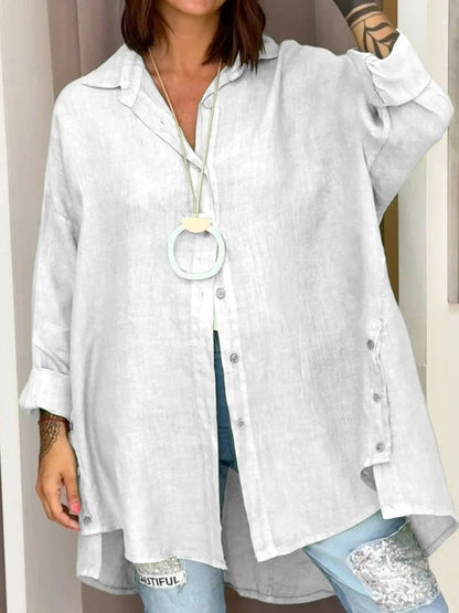 Dámské módní příležitostné bavlněnélinné směs oversized košile