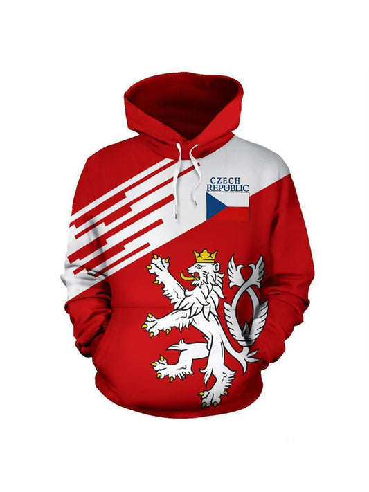Dámské červené czech flag hooded sweatshirt