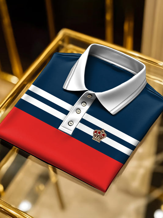 Pánské červené a modré vintage business polo košile