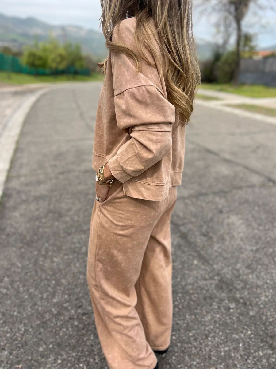 Women casual fashion laceup round neck pantsuit s dlouhým rukávem