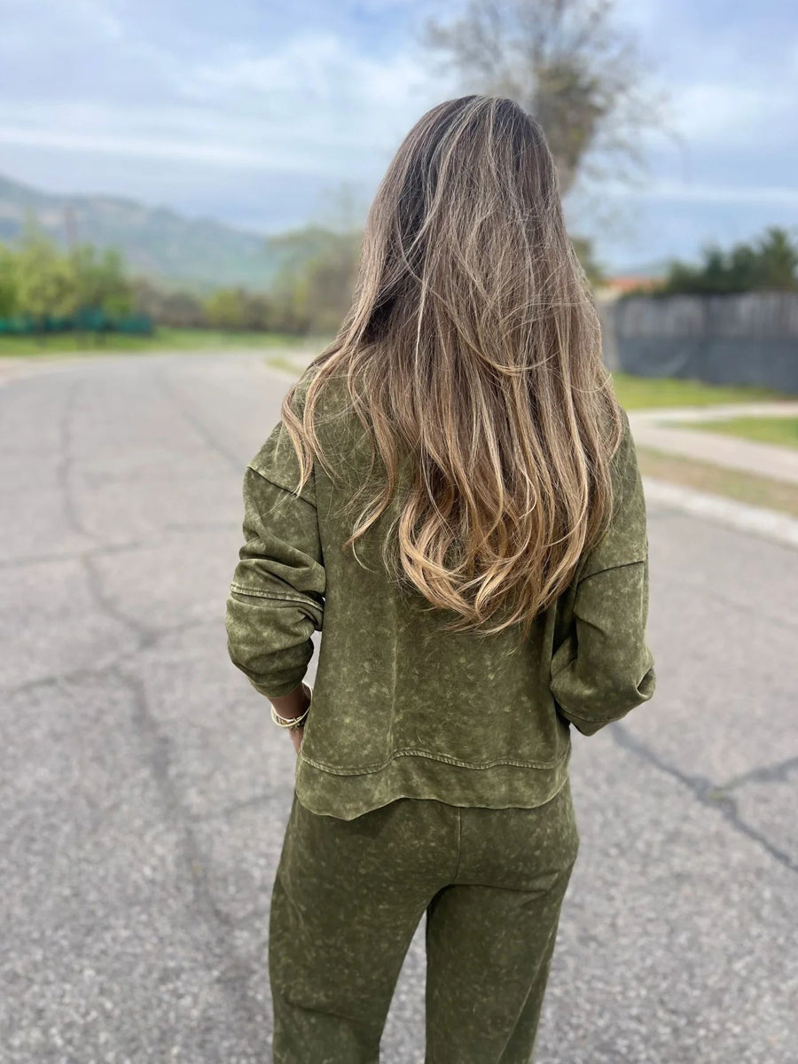 Women casual fashion laceup round neck pantsuit s dlouhým rukávem