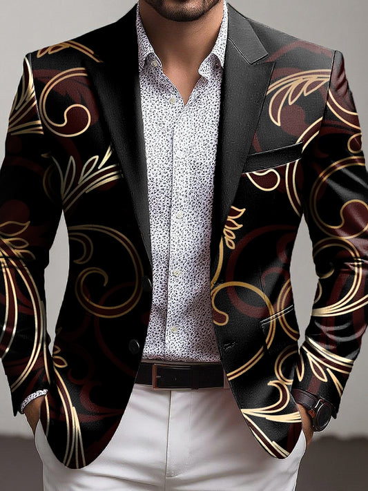 Pánské vintage zlatý vzor business casual oblečení bunda