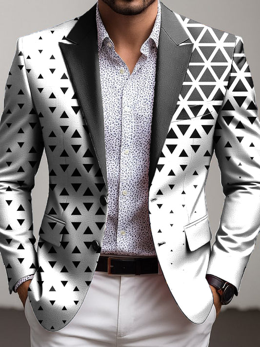Men vintage gradient geometric business casual blazer