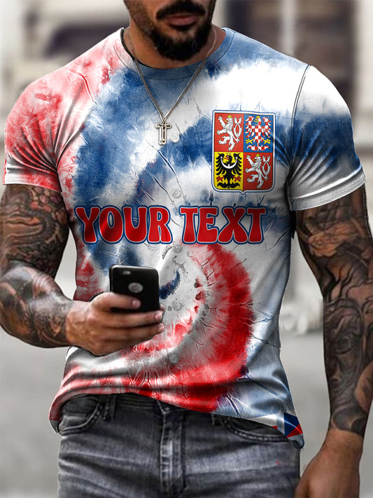 Men vintage flag tiedye art casual tshirt