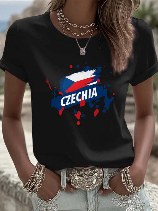 Dámské české vlajky jednoduché skice tshirt