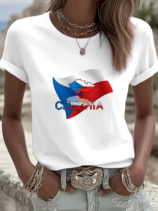 Dámské bílé česká republika mapa tshirt