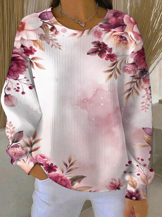 Dámské sny růžové květinové akvarel tisk sweatshirt