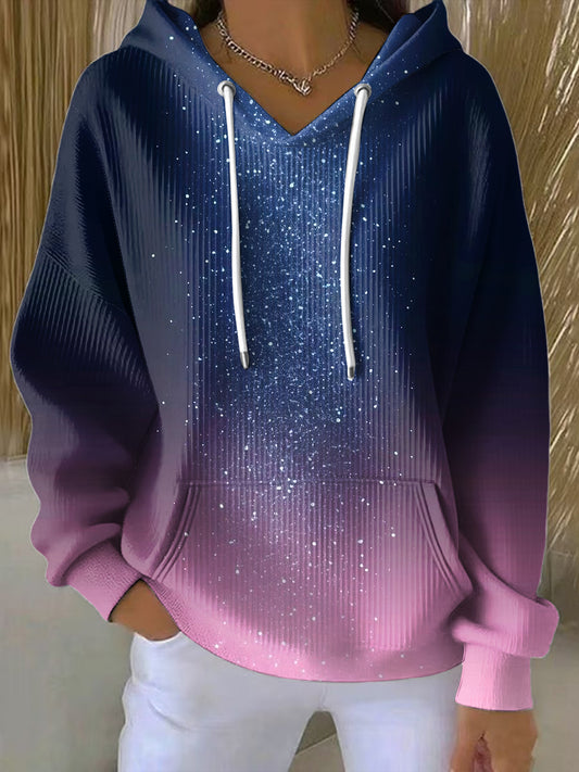 Ženy vintage gradient barva příležitostná mikina
