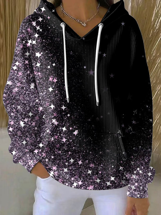 Dámské vintage gradient sequin příležitostná mikina
