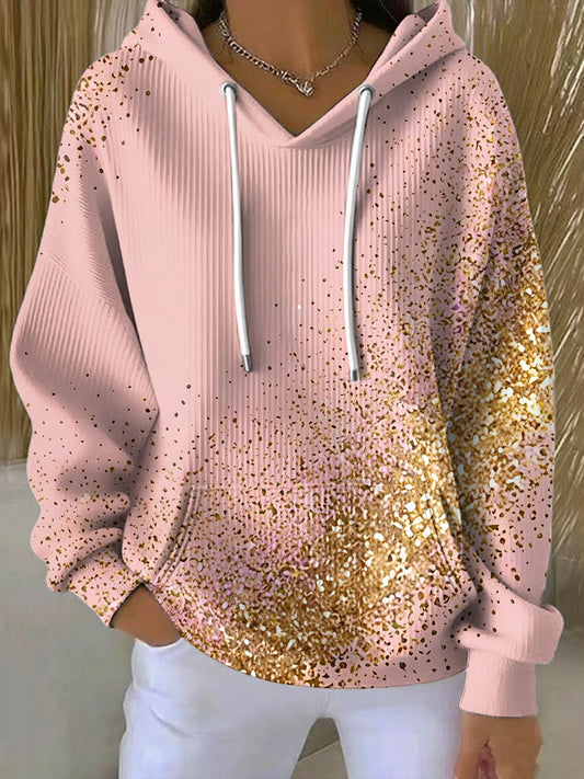 Dámské vintage růžová shimmering casual hoodie