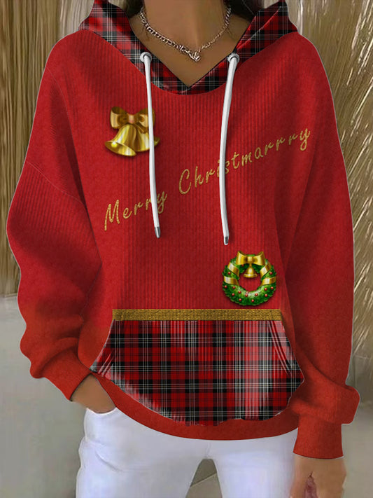 Dámské vánoční tartan mikina s kapucnou