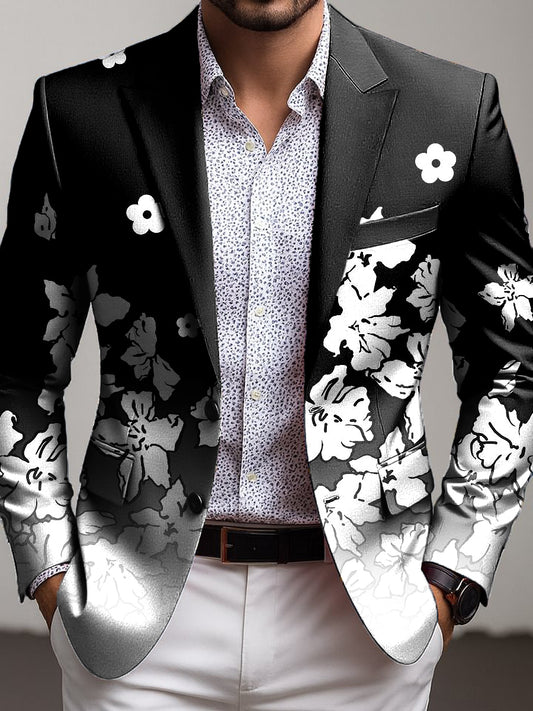 Men vintage gradient floral business casual blazer