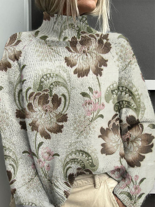 Dámské světle zelené květinové kolečko jumper