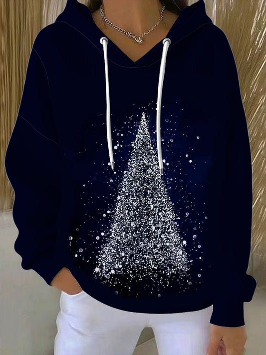 Ženy slavnostní třpytivá vánoční stromeček hoodie