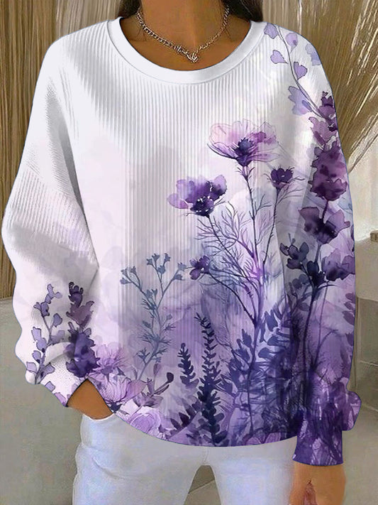 Womens dreamy purple floral sweatshirt
