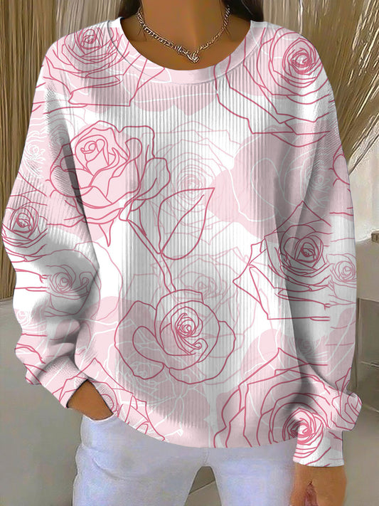 Dámské elegantní růžová linka art sweatshirt